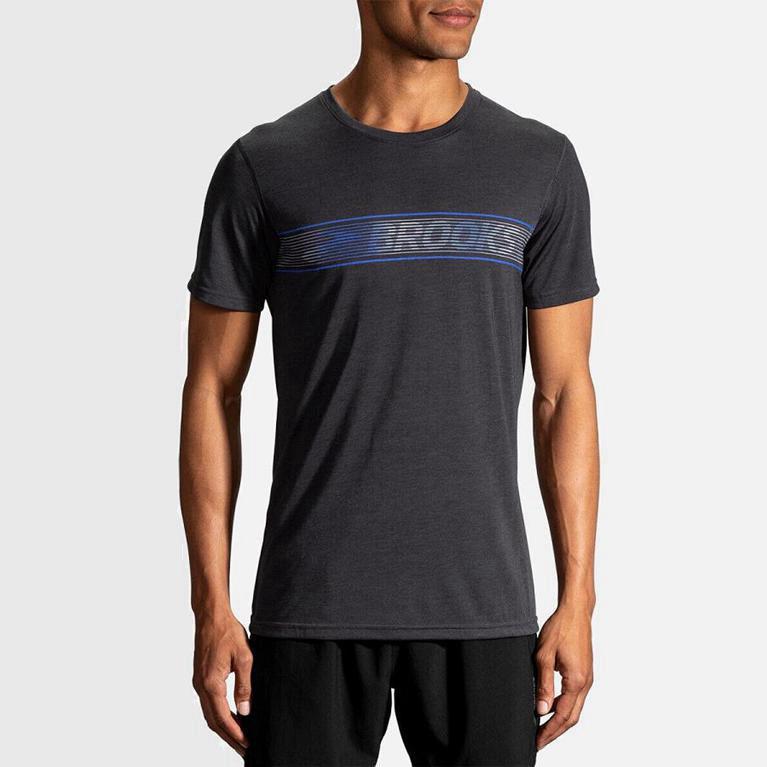 Brooks Distance Graphic Mens Short Sleeve Running Shirt Ireland Grey (WTGJ-80395)